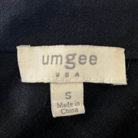 Umgee Black Tiered Mini Dress Raw Hem Linen Blend size Small - Picture 5 of 6